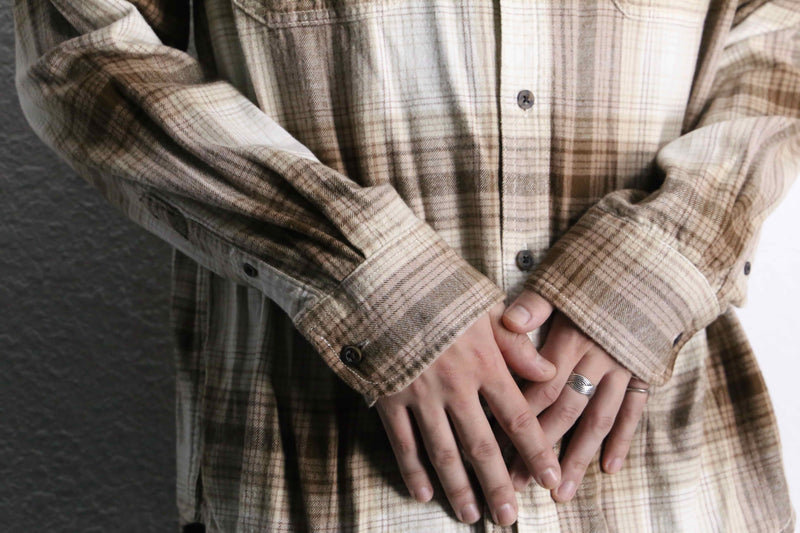 cotton rayon check pattern shirt