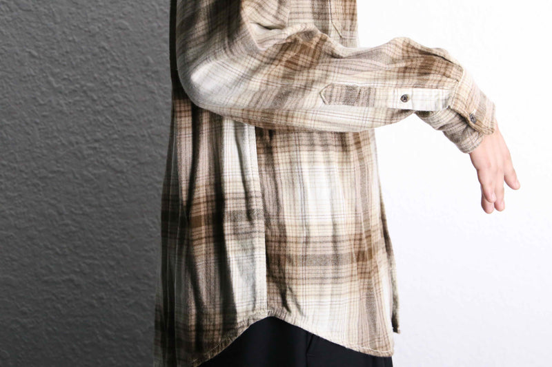 cotton rayon check pattern shirt