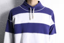 navy×white border mock neck sweat