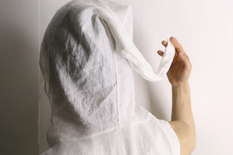 sleeveless linen hoodie