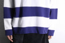 navy×white border mock neck sweat