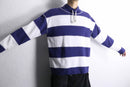 navy×white border mock neck sweat