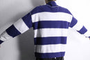navy×white border mock neck sweat
