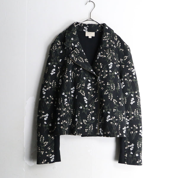 flower pattern short length riders jacket