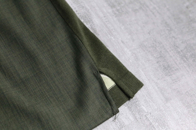 khaki knit switching argyle motif set up
