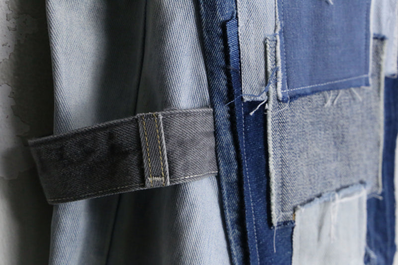 "Re:make" patchwork docking wide flare denim