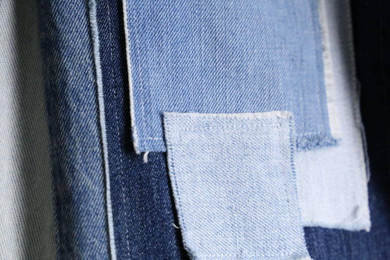 "Re:make" patchwork docking wide flare denim