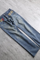 colorful belt loop denim pants