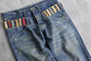 colorful belt loop denim pants
