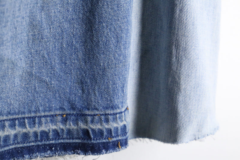 "Re:make" patchwork docking wide flare denim