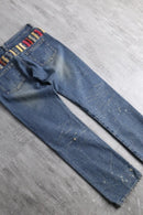 colorful belt loop denim pants