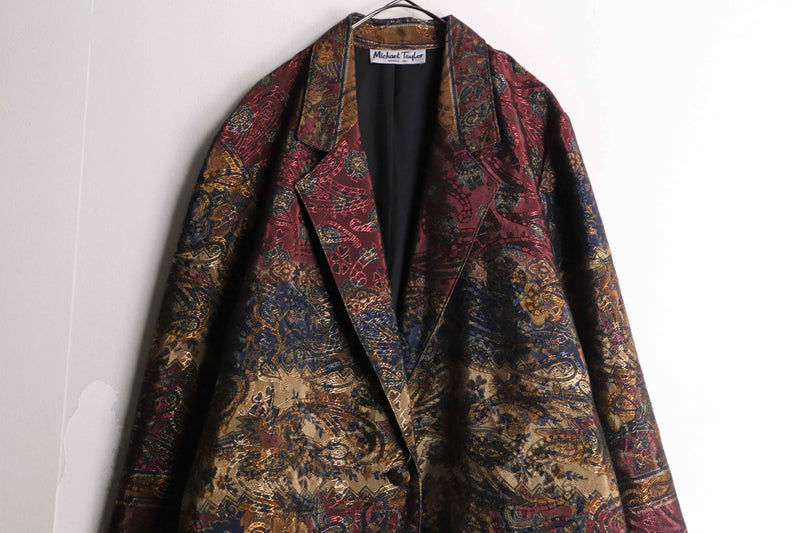 dark tone ethnic design 1 button easy jacket