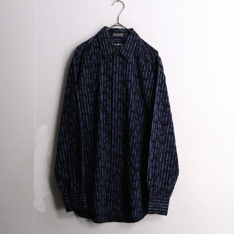 damask × stripe design L/S shirt