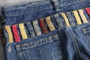 colorful belt loop denim pants