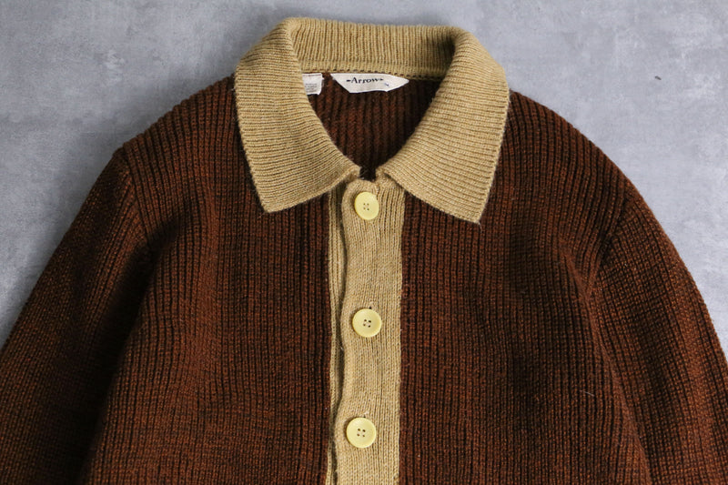 70's "ARROW" bicolor acrylic knit shirt