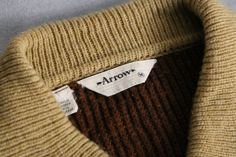 70's "ARROW" bicolor acrylic knit shirt