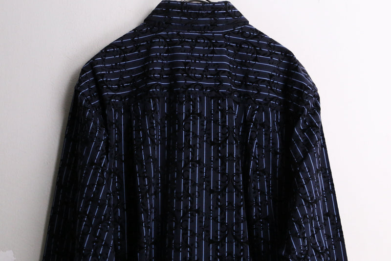 damask × stripe design L/S shirt