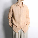 coral color linen L/S shirt