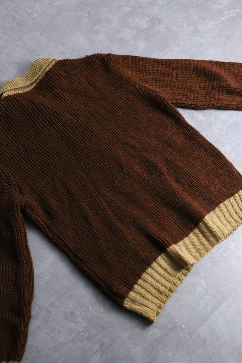 70's "ARROW" bicolor acrylic knit shirt