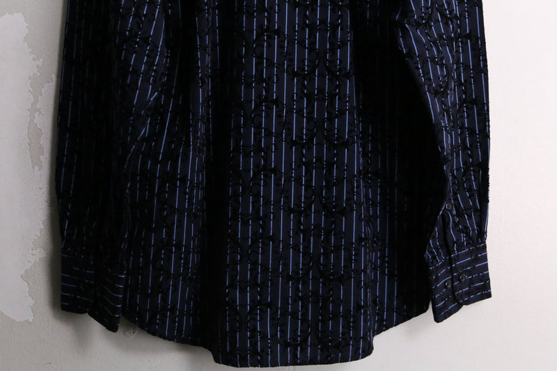 damask × stripe design L/S shirt