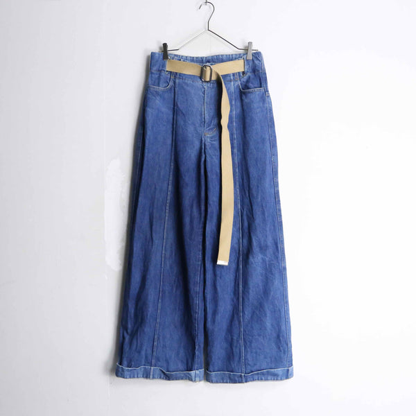 belted wide denim pants