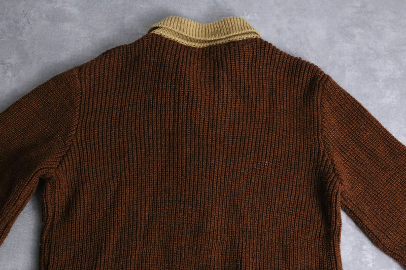 70's "ARROW" bicolor acrylic knit shirt