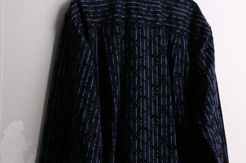 damask × stripe design L/S shirt