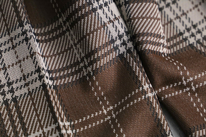 check pattern semi flare poly pants