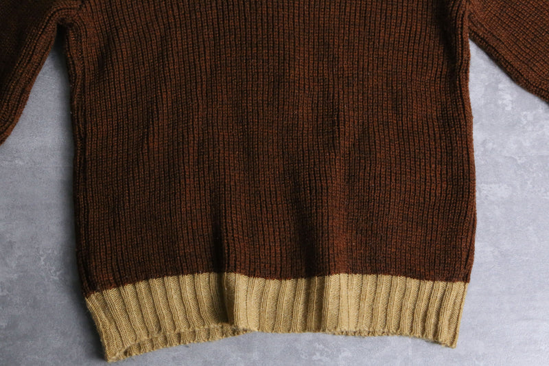 70's "ARROW" bicolor acrylic knit shirt