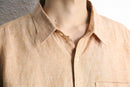 coral color linen L/S shirt