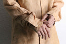 coral color linen L/S shirt
