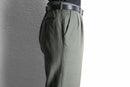 olive check two-tuck wool slacks