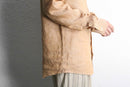 coral color linen L/S shirt