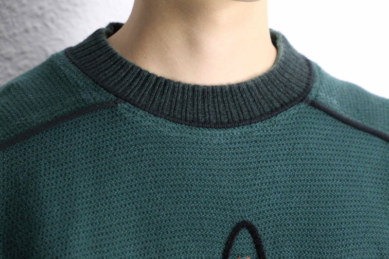 dark green embroidery cotton knit