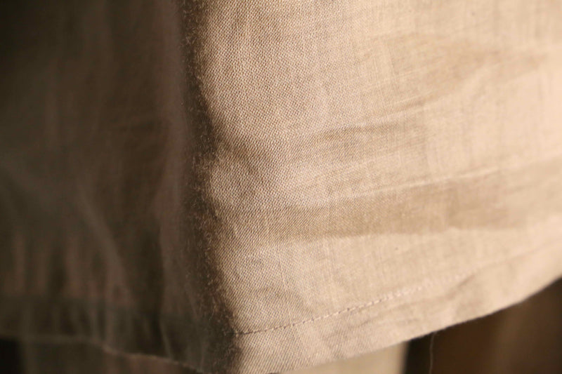 light brown open collar S/S shirt  linen set up