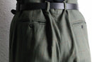 olive check two-tuck wool slacks
