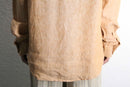 coral color linen L/S shirt