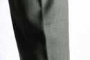 olive check two-tuck wool slacks