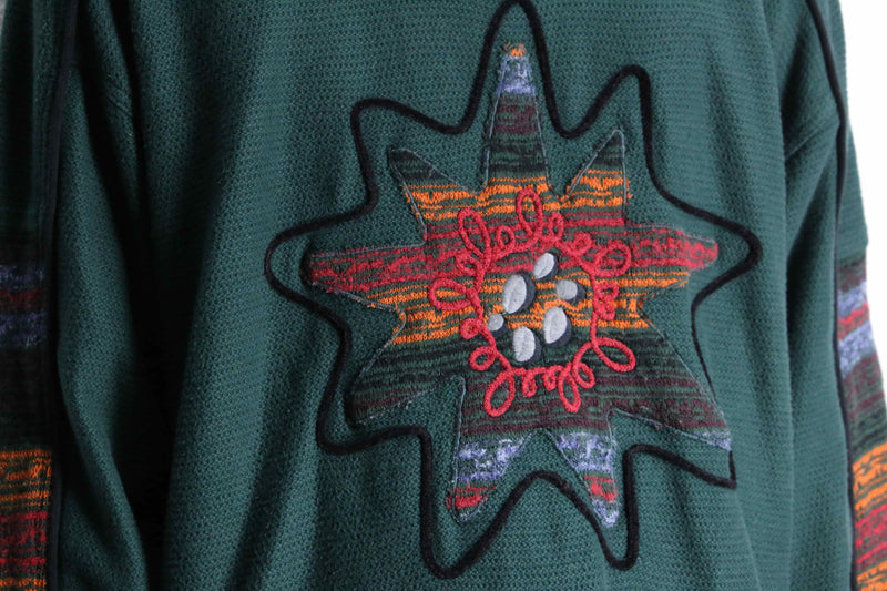 dark green embroidery cotton knit