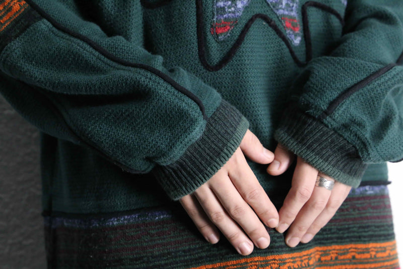 dark green embroidery cotton knit
