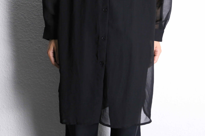 black long length L/S sheer shirt