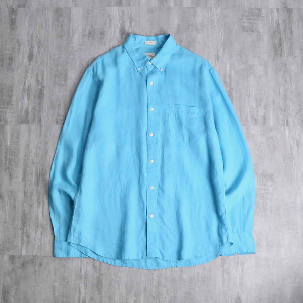 light blue color linen button-down shirt