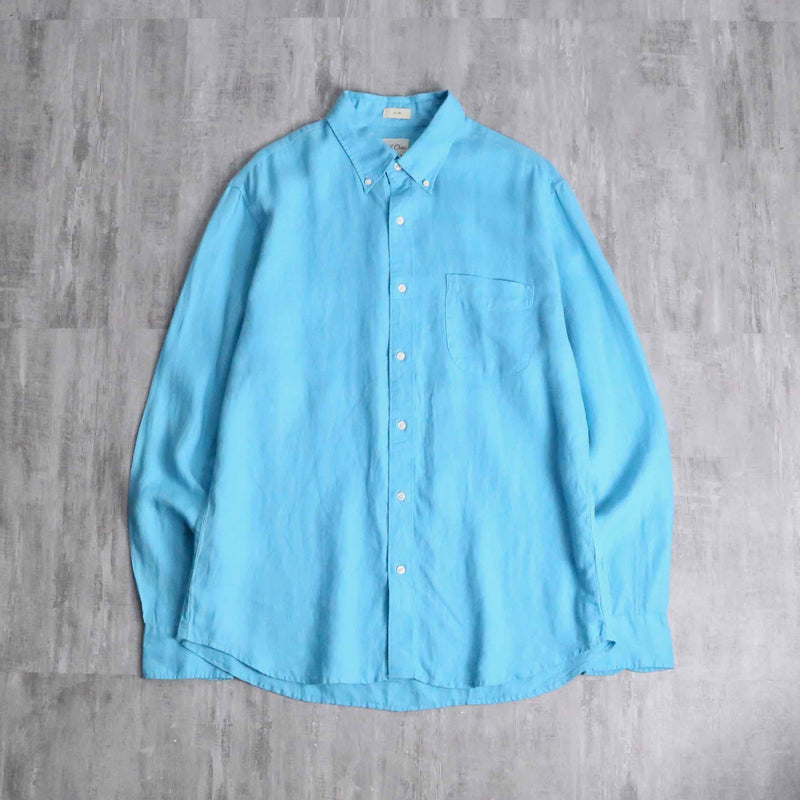 light blue color linen button-down shirt