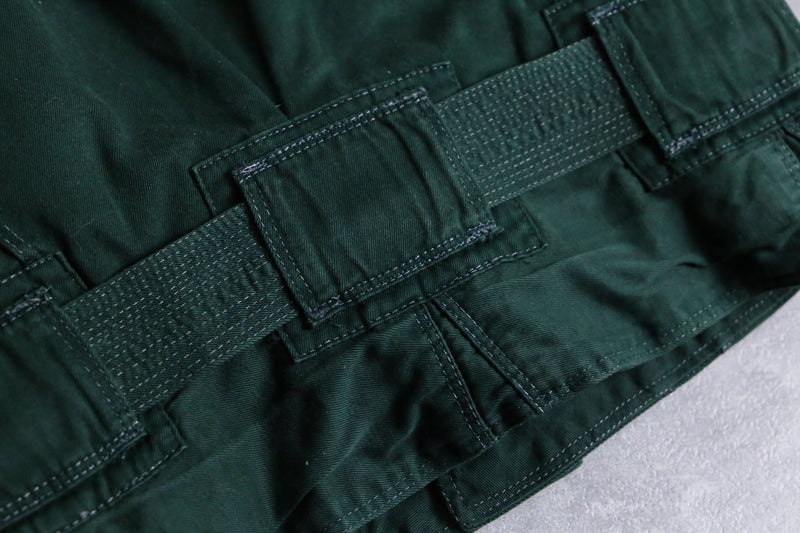 "80-90's MARITHE + FRANCOIS GIRBAUD" green color neck knit design belted zip blouson