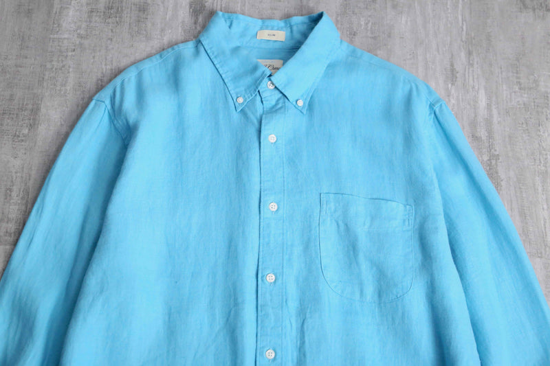 light blue color linen button-down shirt