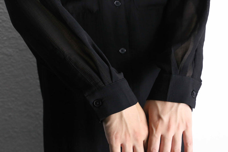 black long length L/S sheer shirt