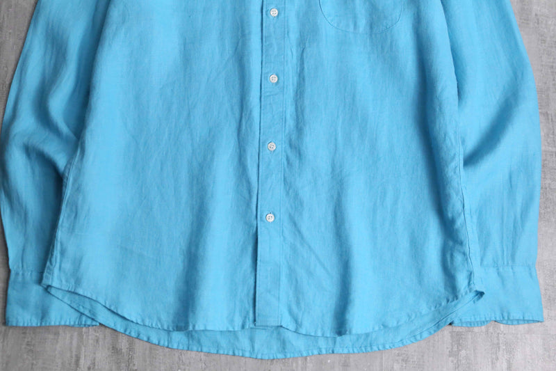 light blue color linen button-down shirt