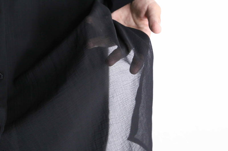 black long length L/S sheer shirt