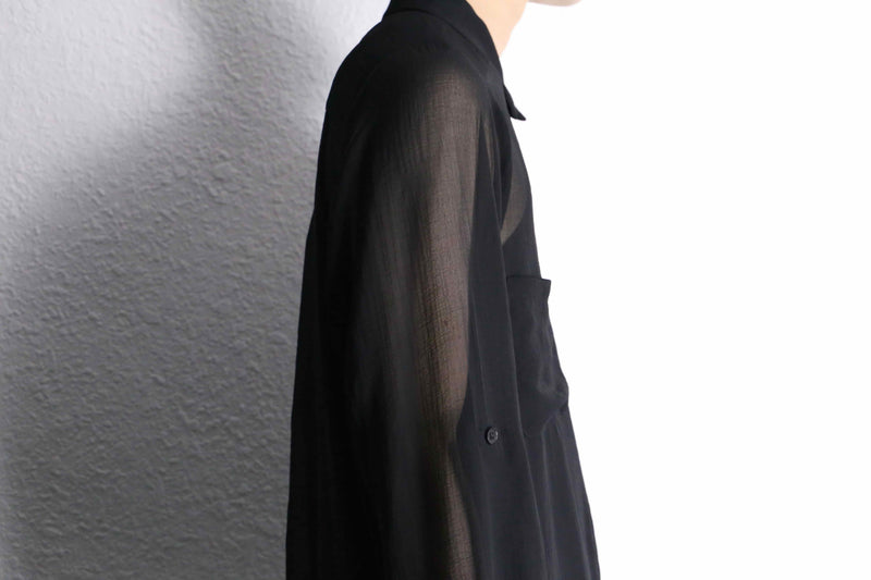 black long length L/S sheer shirt