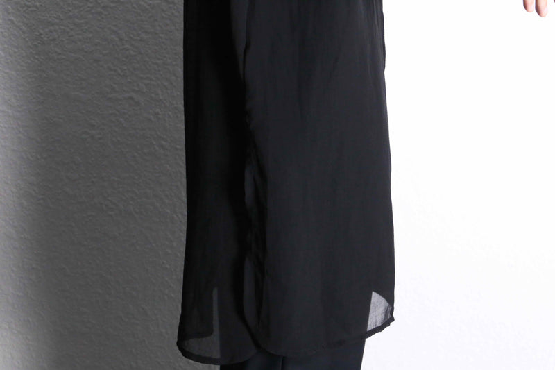 black long length L/S sheer shirt